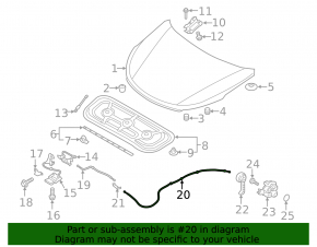 Hood release cable Hyundai Santa FE Sport 13-18 rear