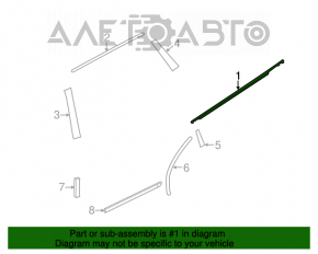 Door-glass molding, center rear right, Nissan Rogue 2015