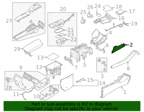 Side trim panel for the center console, lower left front, Hyundai Sonata 20-23, black, Korea