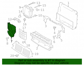 Left auxiliary radiator deflector for Land Rover Range Rover 2013-2017 pre-restyling, 3.0, 5.0