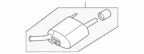 Muffler rear part barrel left Infiniti G37 4d 08-13 2wd