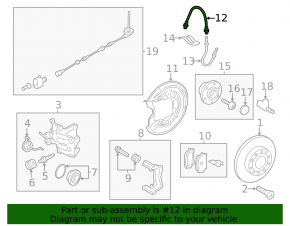 Brake hose rear left VW Jetta 11-18 USA