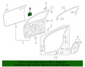 Front left door casing seal front Toyota Prius 50 Prime 17-22