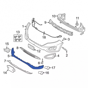 Lower lip of the front bumper Ford Edge 15-18 prerest, SPORT