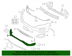 Lower lip of the front bumper Ford Edge 15-18 prerest, SPORT