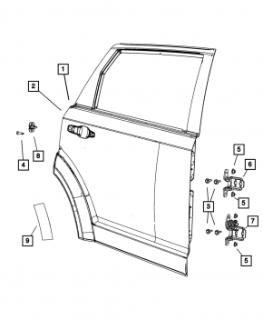 Door hinge lower rear left Dodge Journey 11-