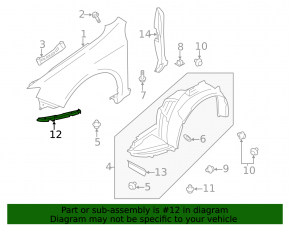 Mudguard front fender liner left Subaru Impreza WRX GH 08-11