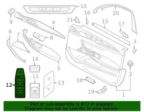 Front left window lift control for BMW 5 G30 17-23 for folding mirrors