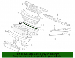 Honda Accord 2021-22 grille molding center strip, dark chrome