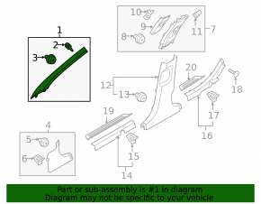 Upper left front pillar trim for Hyundai Sonata 15-17, gray