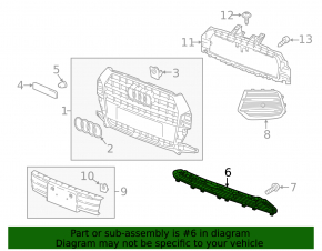 Lower grille of the front bumper Audi Q3 16-17 for a solid bumper