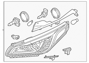 Headlight front left Hyundai Sonata 15-17 usa TYC