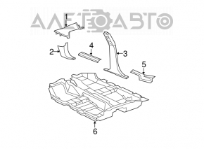 Door sill trim rear right Chrysler 200 11-14 black