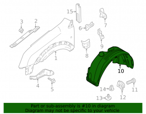 Front right fender liner Ford Transit Connect 10-13