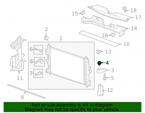 Radiator support left lower Chevrolet Cruze 16- with bracket, rubber + plastic