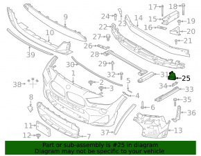 Bracket rear fang lower reinforcement front bumper left BMW X1 F48 16-22