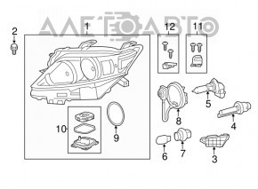 Lower left headlight mount for Lexus RX350 RX450 13-15