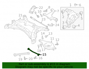 Rear right transverse control arm Infiniti G25 G35 G37 4d 06-14 aluminum, torn silent block