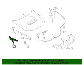 Right hood hinge for a Subaru Forester 2009-2013