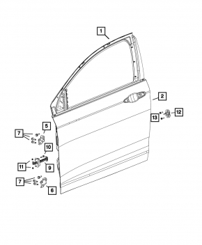 Door bare front right Chrysler 200 15-17