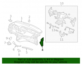 Front panel trim side left Honda CRV 12-16 black