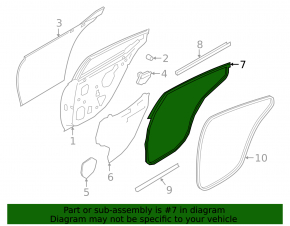 Rear left door seal Nissan Altima 19-24