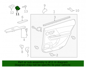 Front right window lift control for Lexus CT200h 11-17 with trim