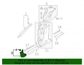 Front pillar trim lower right Hyundai Santa FE Sport 13-18 black