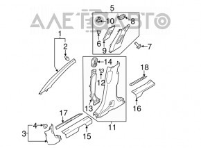 Front pillar trim lower right Hyundai Santa FE Sport 13-18 black