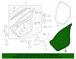 Door seal rear left Audi A3 8V 15-20 4d, 5d