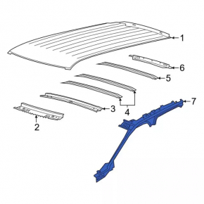 Right roof rail for Ford Explorer 21-23, black, with trim