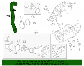 Ford Escape MK4 2020 hybrid coolant hose, to the pump