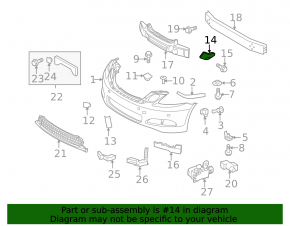 Front bumper mount, right fender, Lexus GS300 GS350 GS430 GS450h 06-11