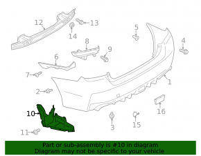 Lower left rear bumper mount for Subaru WRX 15-21