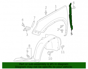 Left door-wing seal for VW Tiguan 09-18