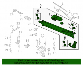 Windscreen wiper trapezoid with motor VW Tiguan 09-17