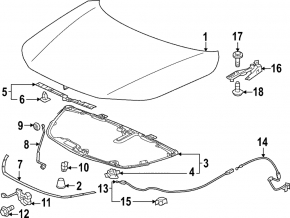 Hood hinge right Honda Civic XI FE/FL 22-