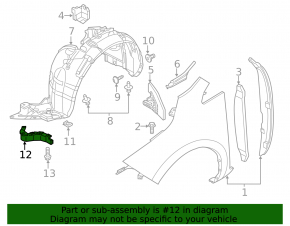Front bumper mudguard right Nissan Leaf 11-17