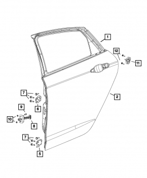 Door bare rear right Chrysler 200 15-17 dented