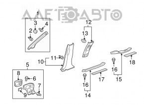Center Pillar Trim Lower Right Acura MDX 07-13 Black