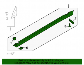 Right side sill for a Hyundai Ioniq 17-22 without a mudguard, black, broken mount, scratches