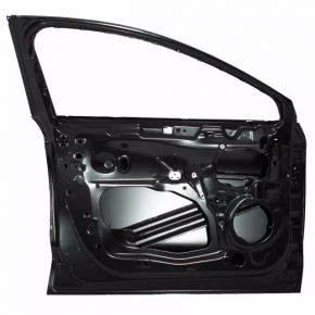 Front left door assembly for Ford Fusion mk5 13-20 hybrid, graphite J7, 2 chrome moldings, keyless handle with chrome, with code, dent, scratches and cracks in the trim