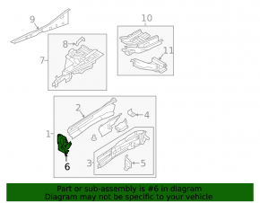 Front right side member bracket Mazda 6 14-21