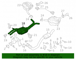 Exhaust pipe middle part Audi A6 C7 16-18 3.0T AWD
