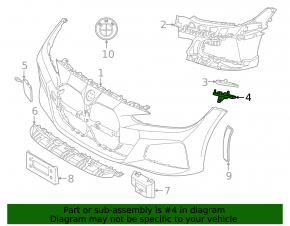 Front bumper mount, right wing, BMW 4 G22 G26 21-25 M package, lower part