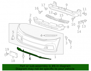 Front bumper lip VW Passat b8 16-19 USA is worn, broken