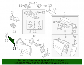 Lexus CT200h 11-17 black front left side center console trim