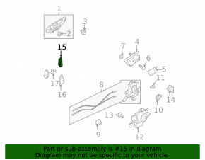 Upper rear right door hinge for a Subaru b9 Tribeca