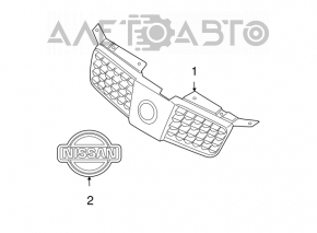 Radiator grill grill Nissan Maxima 04-06 peeled chrome, 2 lower fasteners broken, scratches