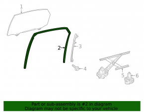 Glass seal rear left Lexus RX350L RX450hL 18-22 long